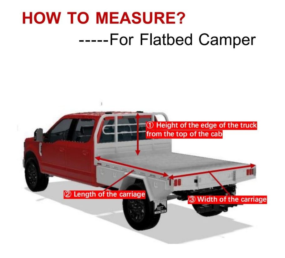 Diagram zur Messung für einen Flatbed-Camper 