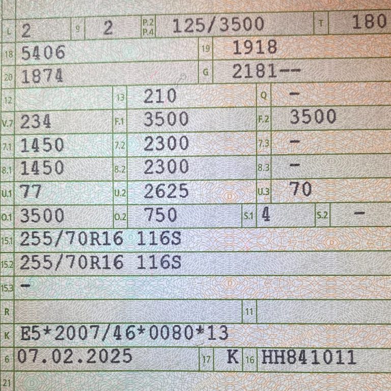 Pickup Auflastung 3500 kgs